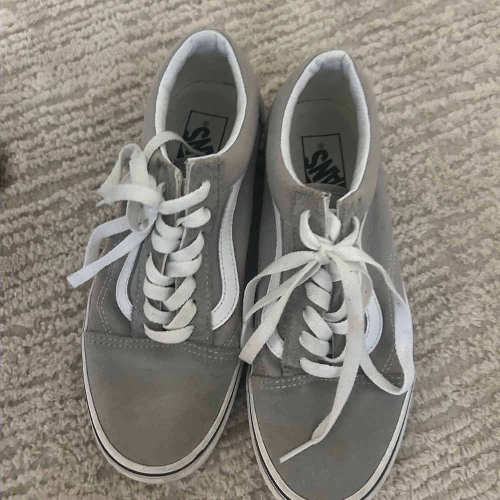 Vans Classic Gray and White Lace-Up Sneakers